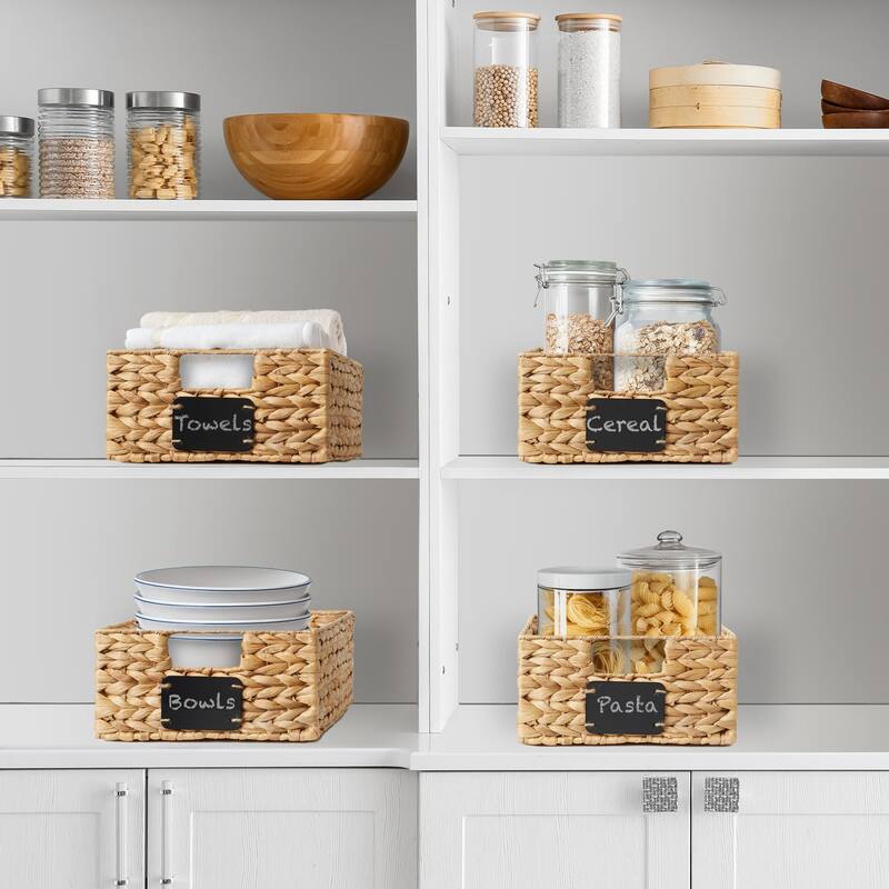 Water Hyacinth Pantry Storage Basket Organizer Bins