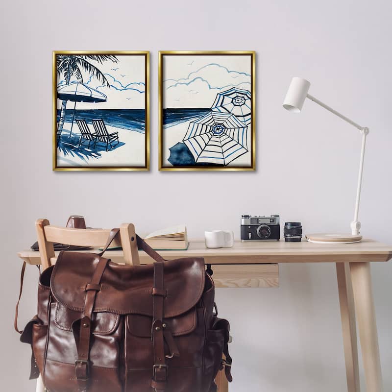 Stupell Tropical Ocean Views Framed Floater Canvas Wall Art Design By Carol Robinson (Set of 2)