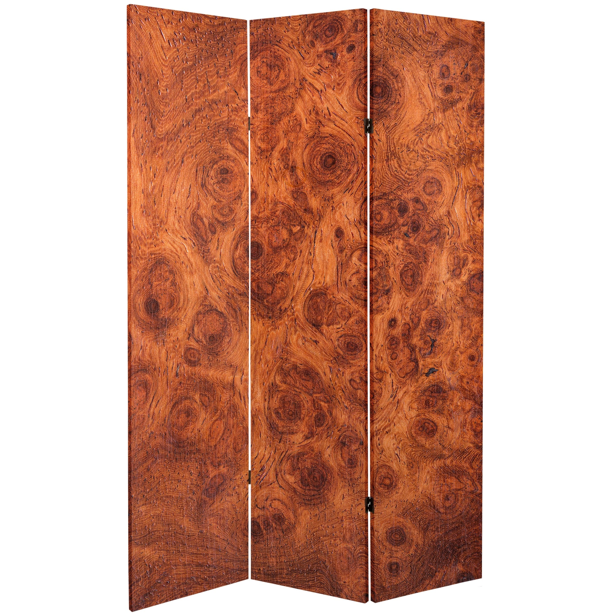 6 ft. Tall Double Sided Burl Wood Pattern Canvas Room Divider - On