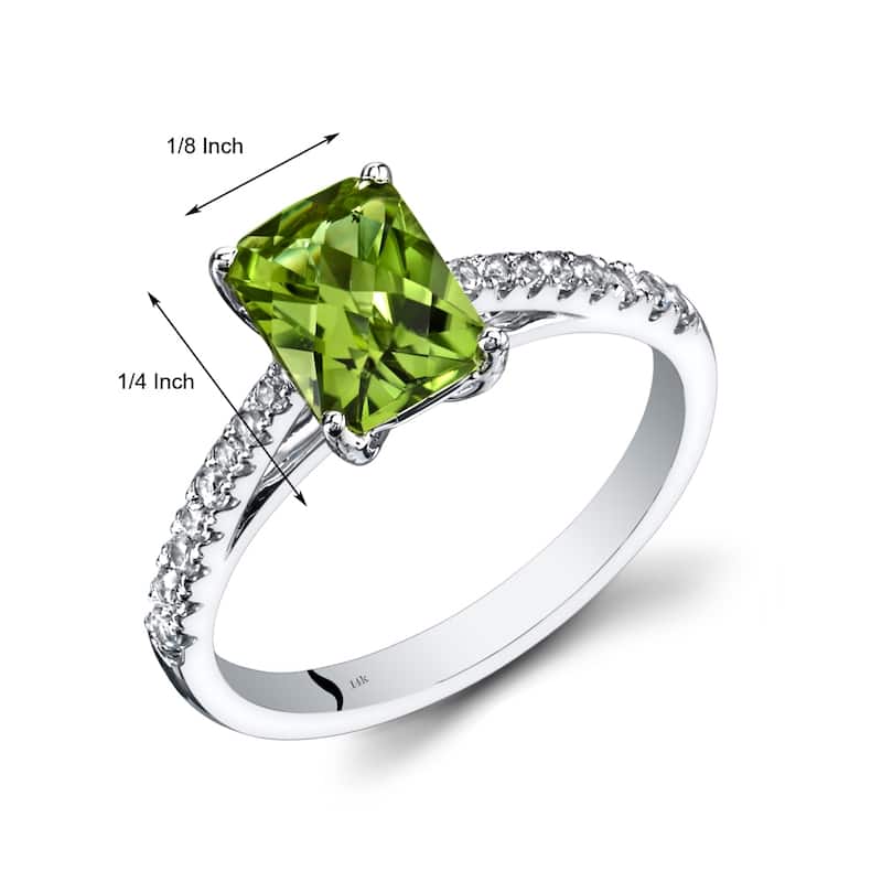 14k White Gold 1.66ct Peridot and White Topaz Ring