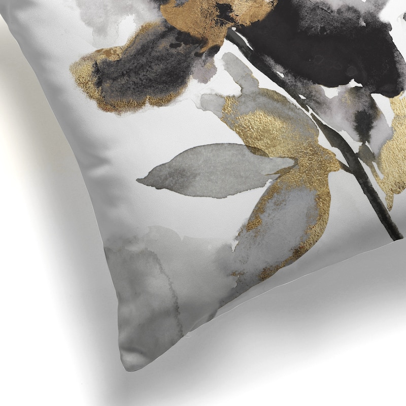 Laural Home Black and Gold Petals Outdoor Decorative Pillow