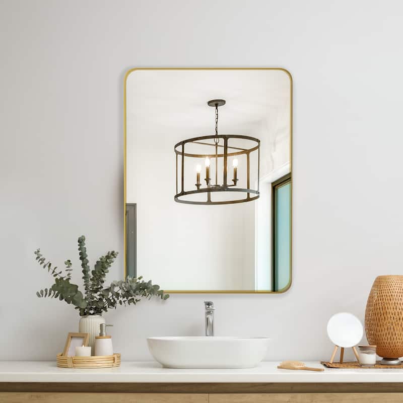 24 in. x 36 in. Black/ Gold Rectangular Wall Mount Bathroom Vanity Mirror