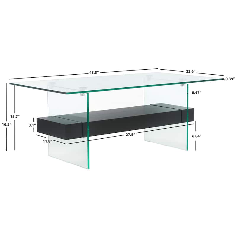 SAFAVIEH Kayley Modern Glass Coffee Table - 43.3" x 23.6" x 16.5"