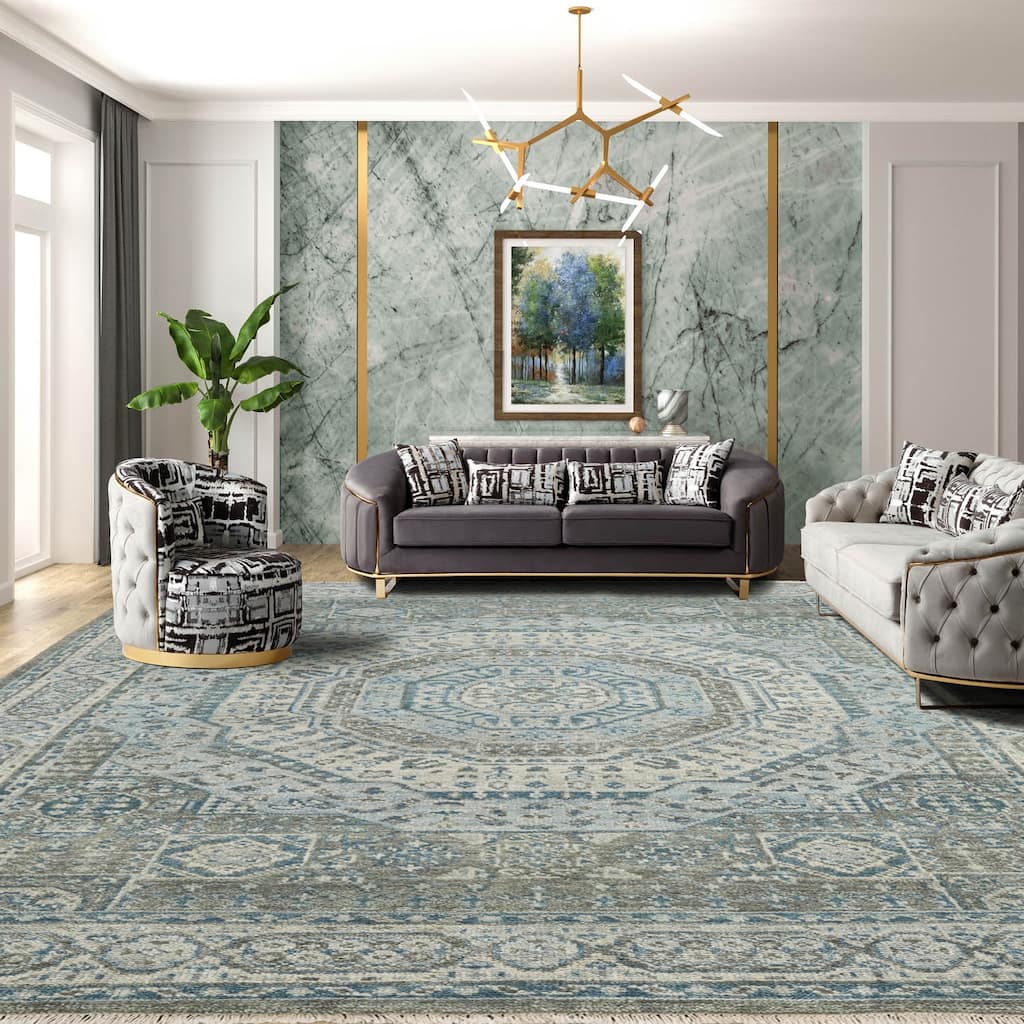 Hand Knotted Turkish Oushak Gray Wool Traditional Oriental Area Rug