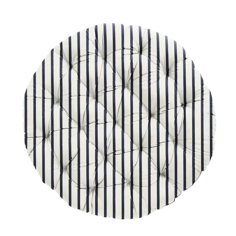 Sorra Home Sunbrella Lido Indigo Indoor/Outdoor Round Papasan Cushion