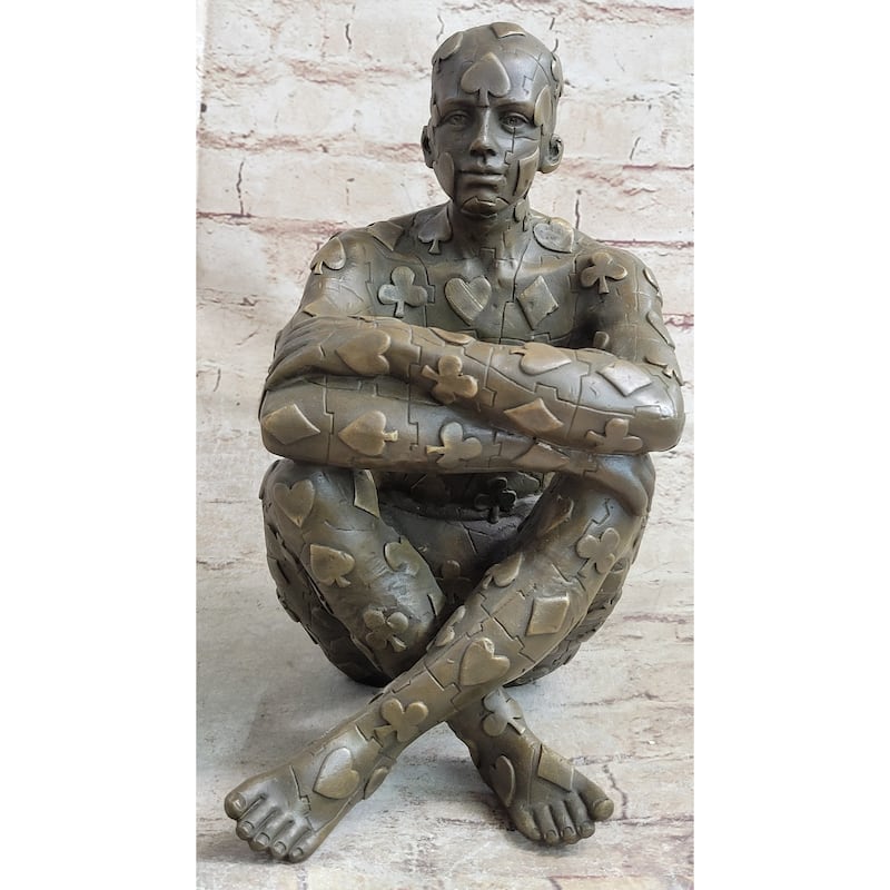 Tribute To Dali Man With Poker Outfit Bronze Sculpture Statue