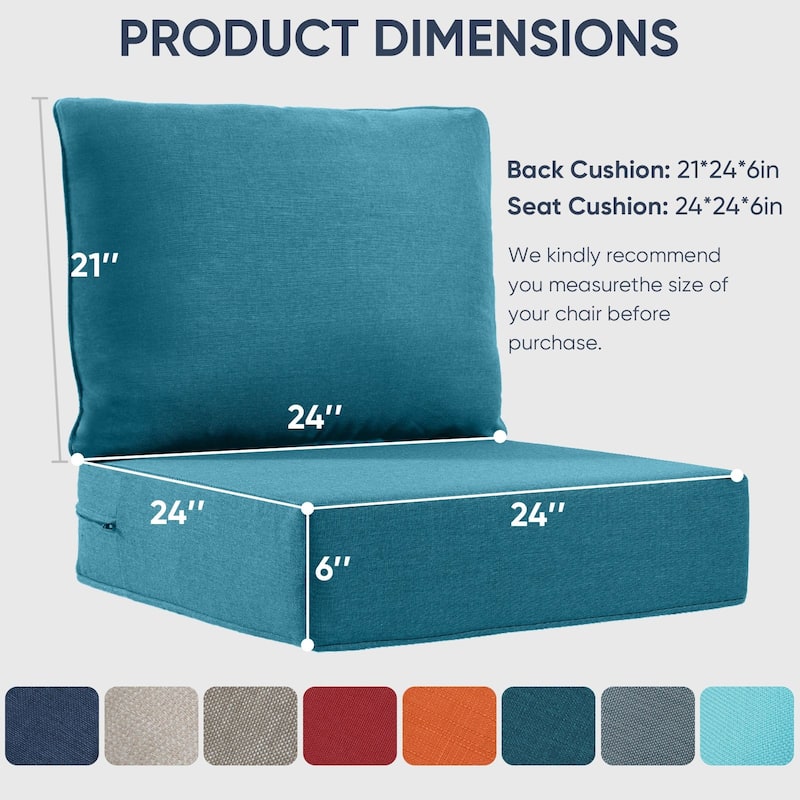 Outdoor Deep Seat Cushion Set 24 x 24 x 6 Inch