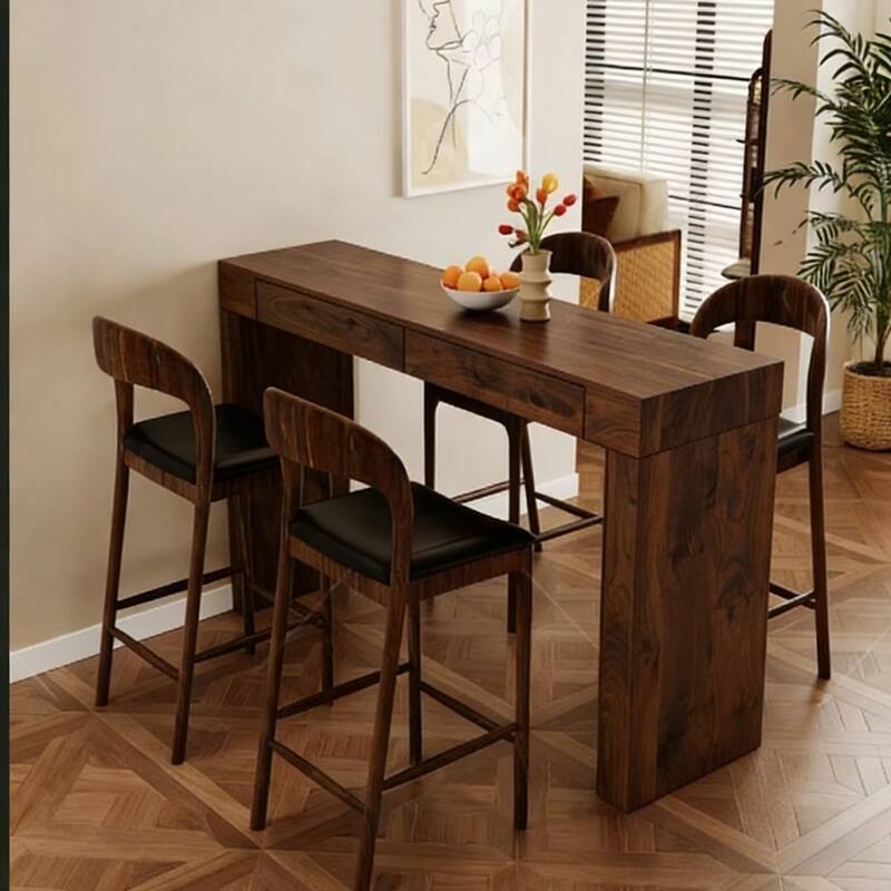 Walnut Console Table Dining Table with Drawers, Hallway Table Entryway Table Accent Table Sofa Side Table