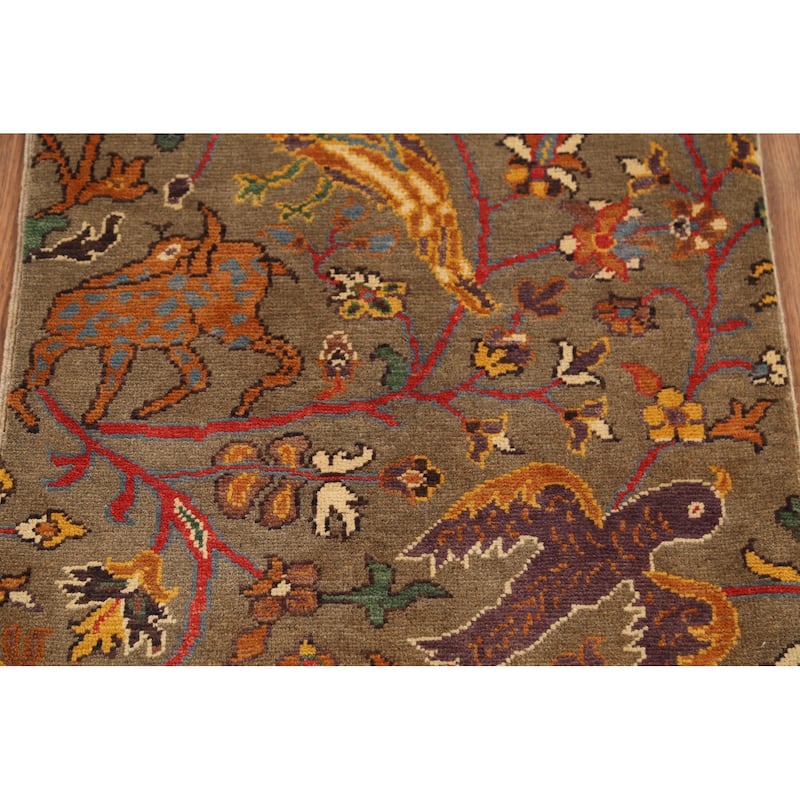 Animals Design Kazak Accent Rug Hand-Knotted Floral Wool Carpet - 2'1"x 2'10"