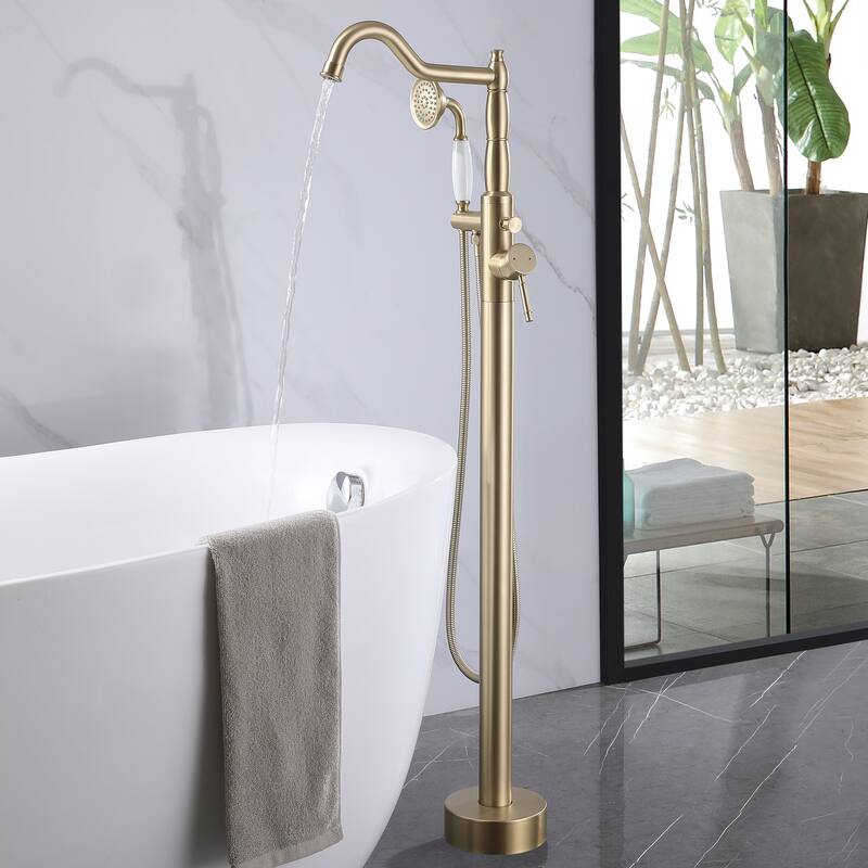 Rbrohant Freestanding Bathtub Faucet with Hand Shower Floor Mount Tub Filler