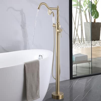 Rbrohant Freestanding Bathtub Faucet with Hand Shower Floor Mount Tub Filler