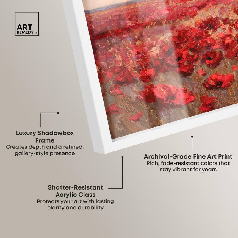 Sea of Red Poppies I Shadowbox by Art Remedy