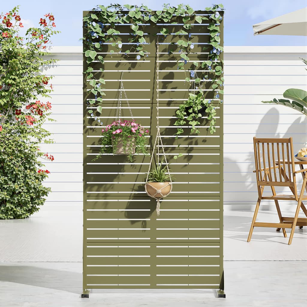 Dovelina 6ft.Outdoor Freestanding Metal Privacy Screen Decorative Garden Fence