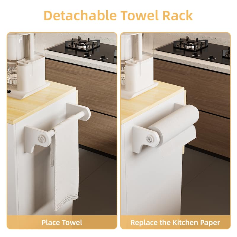 43" Kitchen Island Cart with Drop-Leaf Countertop, Rolling Storage Cabinet on Wheels for Small Kitchens