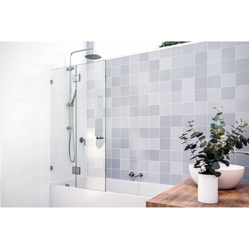Glass Warehouse 58.25" x 34" Frameless Shower Bath Door - Glass Hinge - Polished Chrome