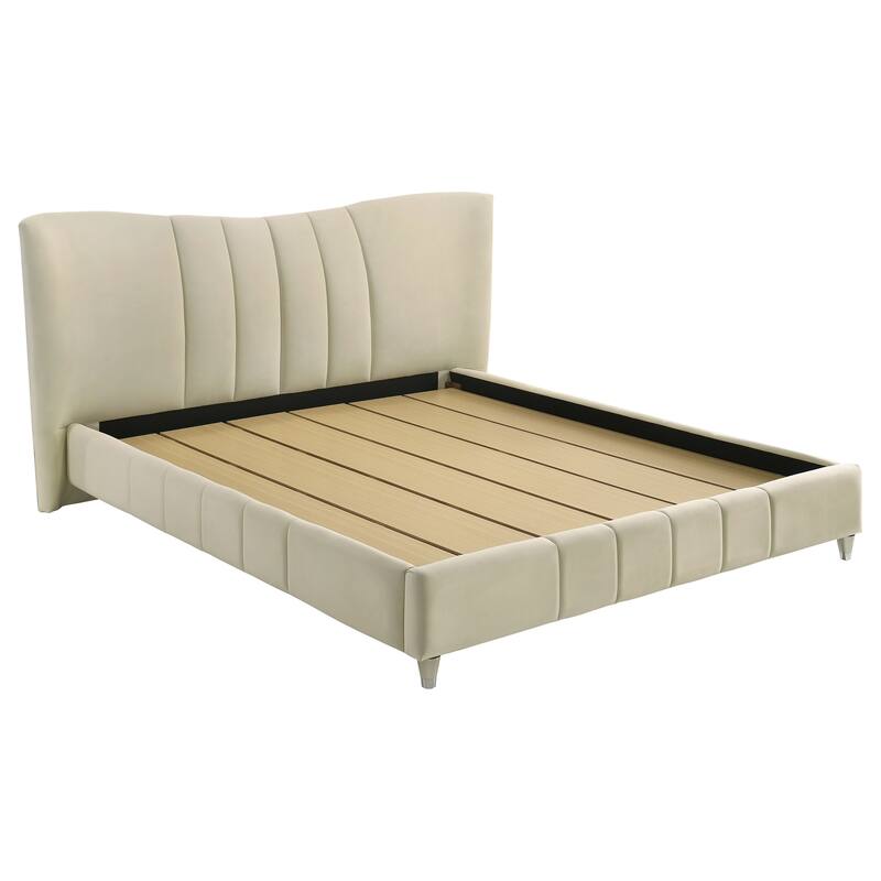 Evelyn Upholstered Panel Platform Bed Ivory - King