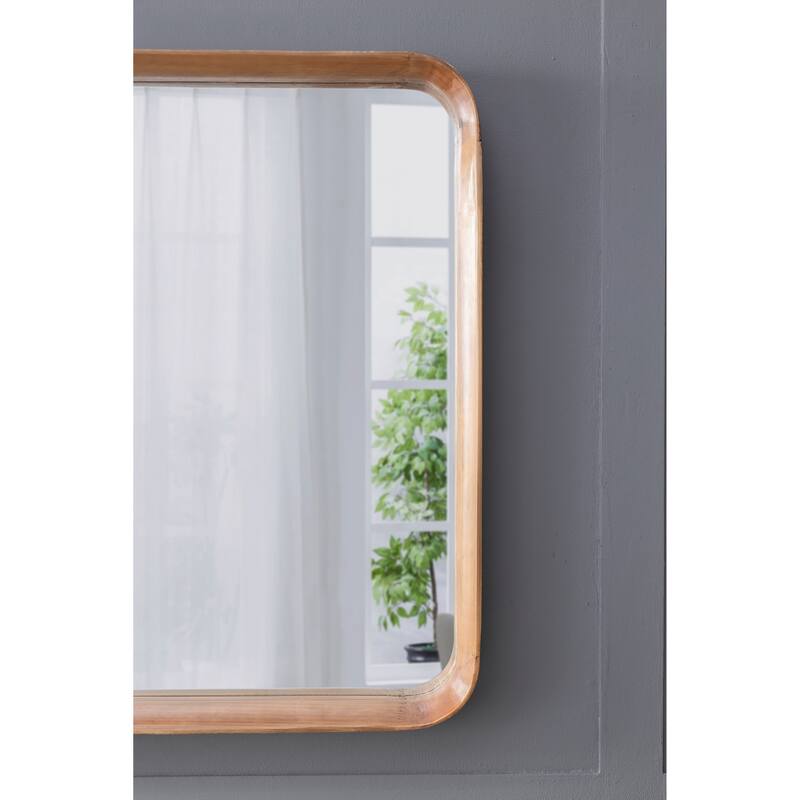 32"x32" Square Mirror with Wood Frame, Wall Mirror for Living Room Bathroom Entryway
