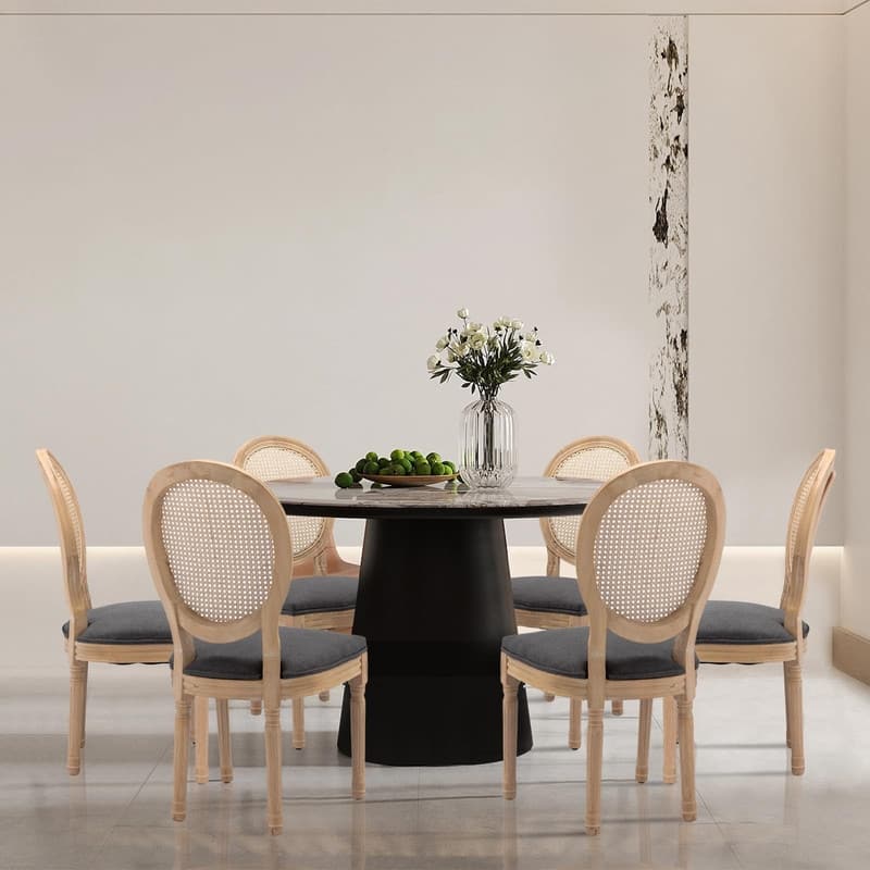 Upholstered French Style Nailhead Dining Chairs(Set of 6)