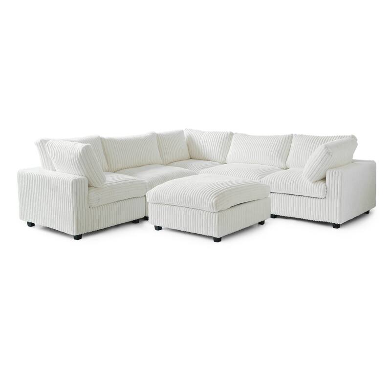 Cloud Corner Sofa Soft Plush Upholstered Modular Sectional Sofa Down Filled Living Room Couch