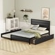 preview thumbnail 1 of 1, Metal Full Size Storage Platform Bed with Twin Size Trundle and 2 Drawers, Black Black