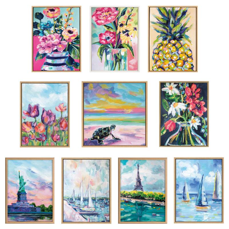 Kate and Laurel Sylvie Lily Pad Framed Canvas by Rachel Christopoulos