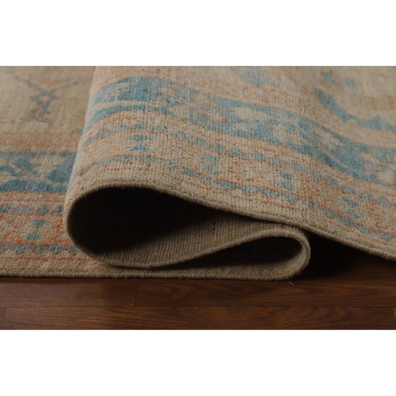 Vegetable Dye Transitional Oushak Turkish Rug Hand-Knotted Wool Carpet - 8'11"x 11'11"