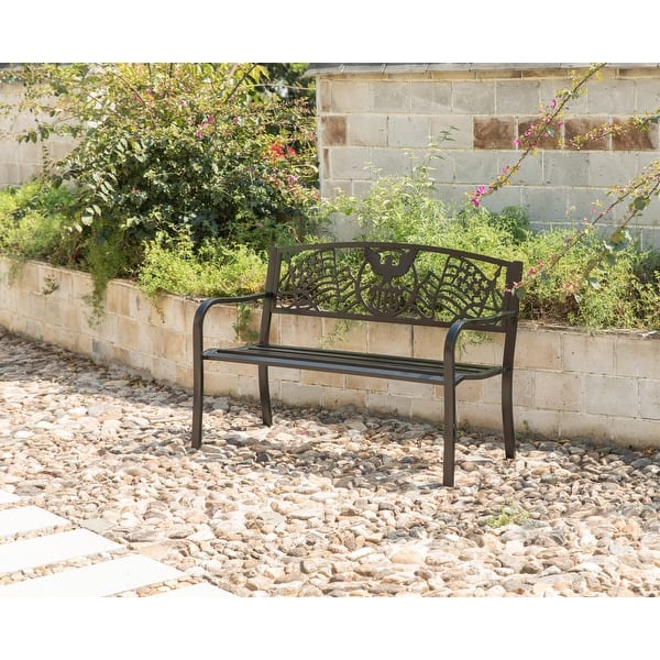 Shop Steel Outdoor Patio Garden Park Bench Cast Iron American Flag
