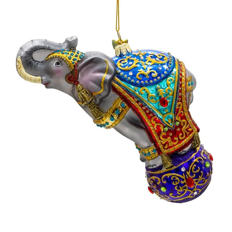 Kurt Adler 7-Inch Bellissimo Glass Elephant Ornament