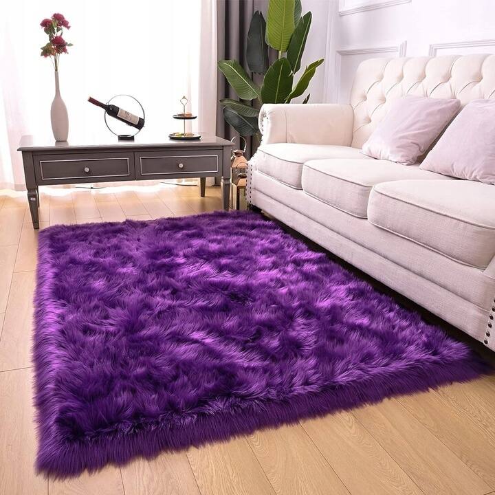 Shaggy Faux Fur Sheepskin Area Rug Super Soft Home Decor Carpet