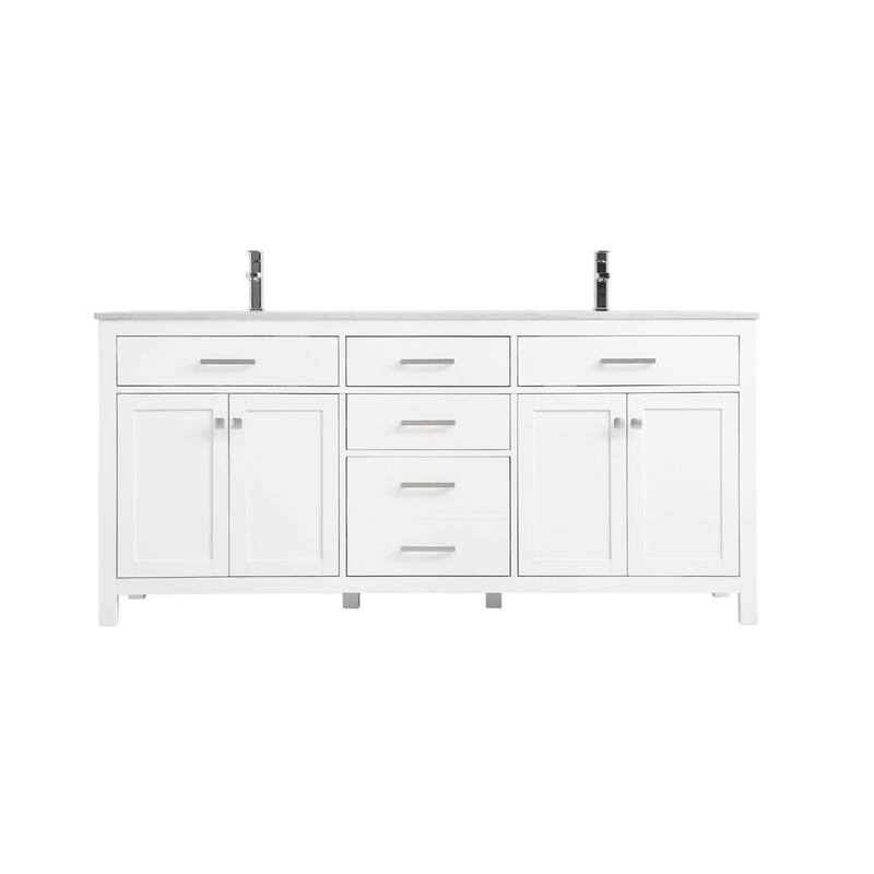Elegant Lighting VF23372D Lewis 72" Free Standing Double Basin Vanity - White