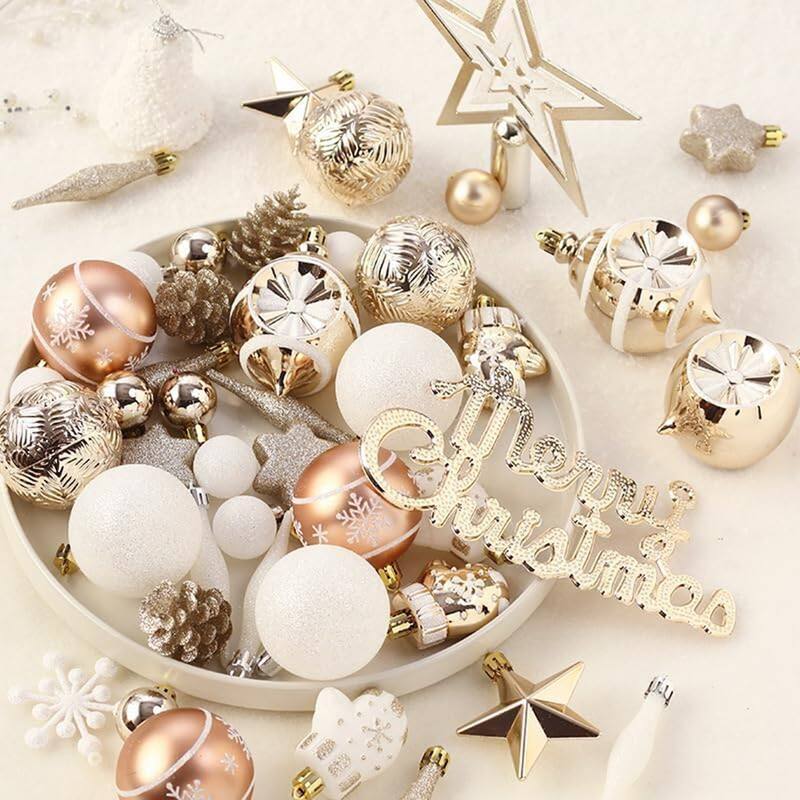 70 Shatterproof Christmas Ball Ornaments Set - N/A