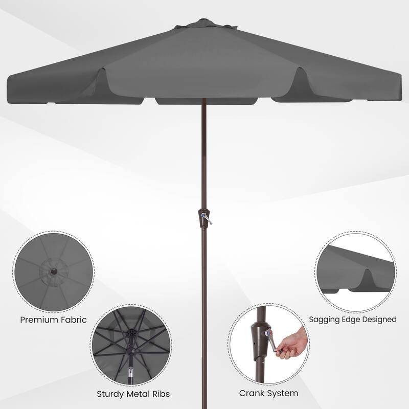 11ft Patio Market Umbrella with UV-Resistant and Sagging Edge Designed
