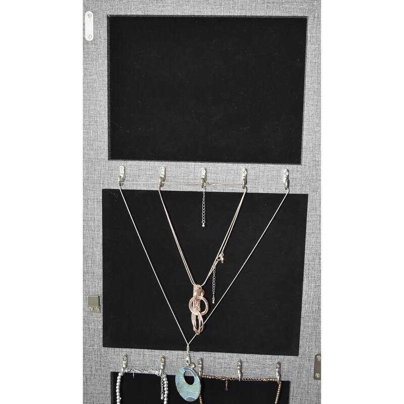 Anmytek Jewelry Storage Mirror Cabinet With LED Lights Can Be Hung On The Door Or Wall