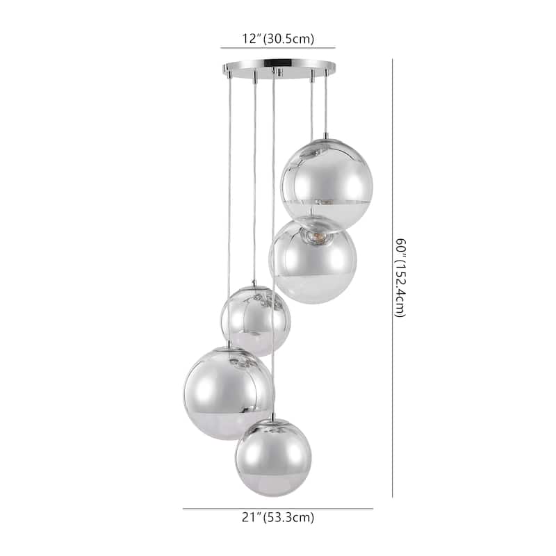 SAFAVIEH Couture Skylina Metal 5 Light Chandelier - 21"W x 21"D x 51"H