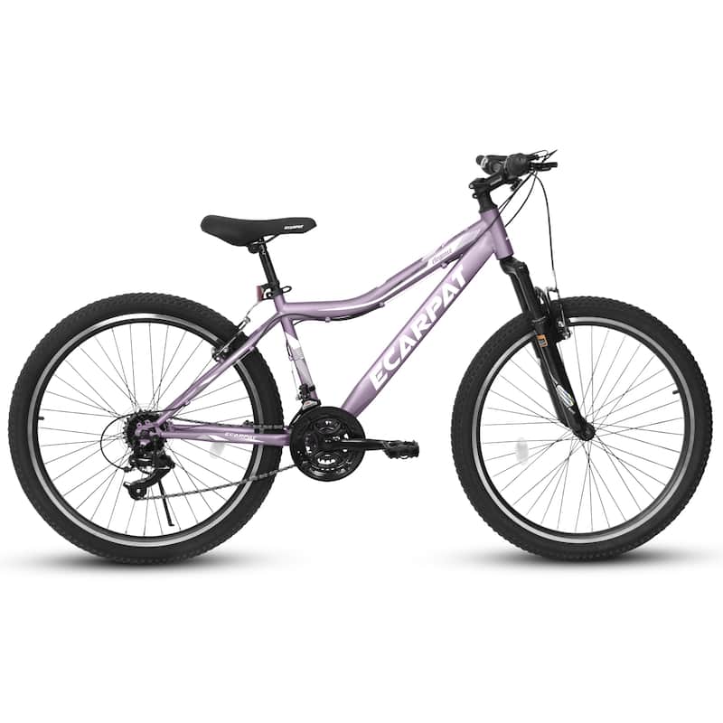 Mountain Bike High-Density Carbon Steel Frame, 21 Speed Road Bicycle with Front Suspension, Dual V-Brakes, 80% Pre-Assembled