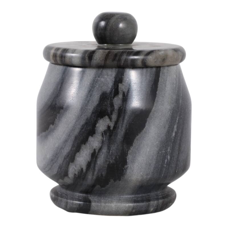 Stone Marble Decorative Jar Carved Tall Versatile Accent Display - 5" x 5" x 6.5"