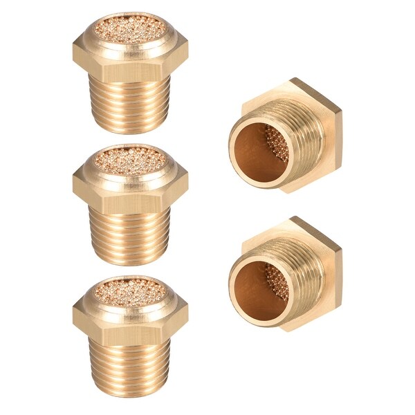 Brass Exhaust Muffler, 1/8" G Male Thread Bronze Muffler w Brass Body Flat 5pcs - 1/8" G 5pcs