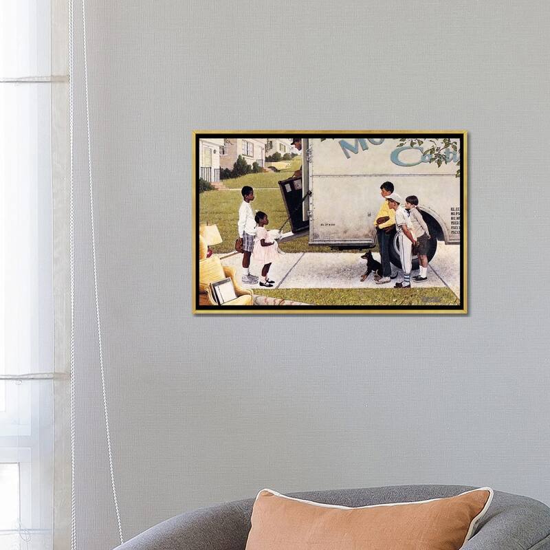 iCanvas "Moving In (New Kids In The Neighborhood)" by Norman Rockwell Framed Canvas Print