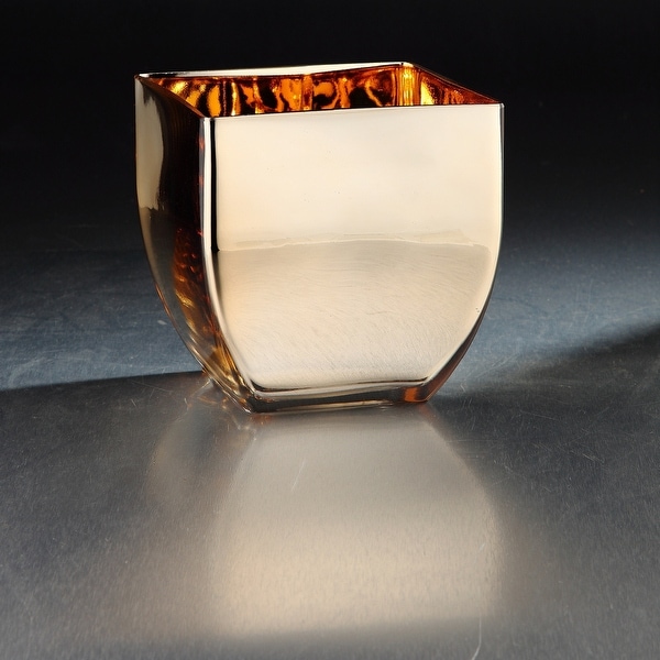 6.5" Metallic Gold Finish Hand Blown Glass Vase - N/A