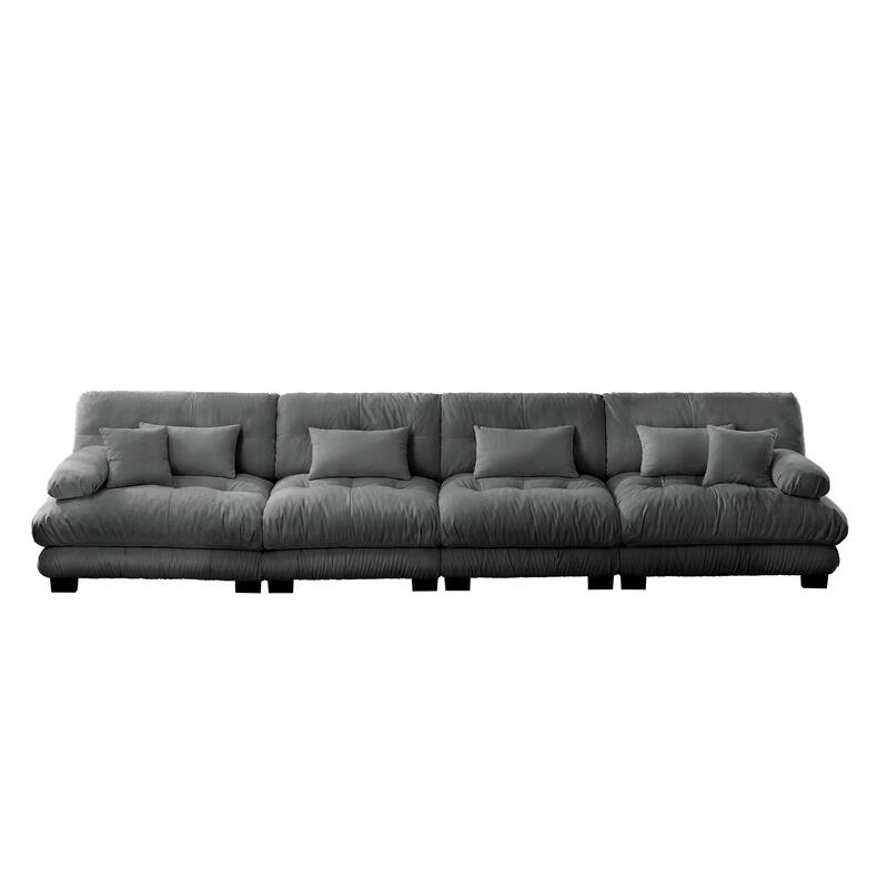 Roomfitters 4-Seater Modular Chenille Sofa, Deep Seat Cloud Couch with Round Bolster Armrests