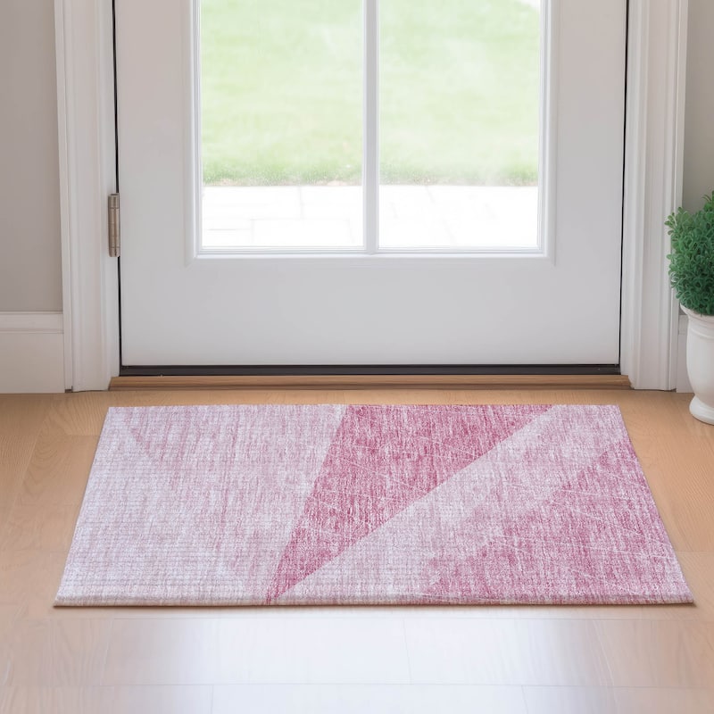 Premium Washable Super Soft Geo Abstract Mayfield Rug - Pink - 1' 8" x 2' 6" - Rectangle