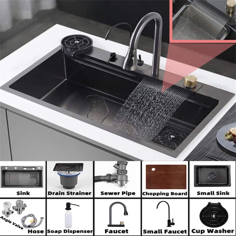 Undermount Black Single Bowl Stainless Steel Kitchen Sink