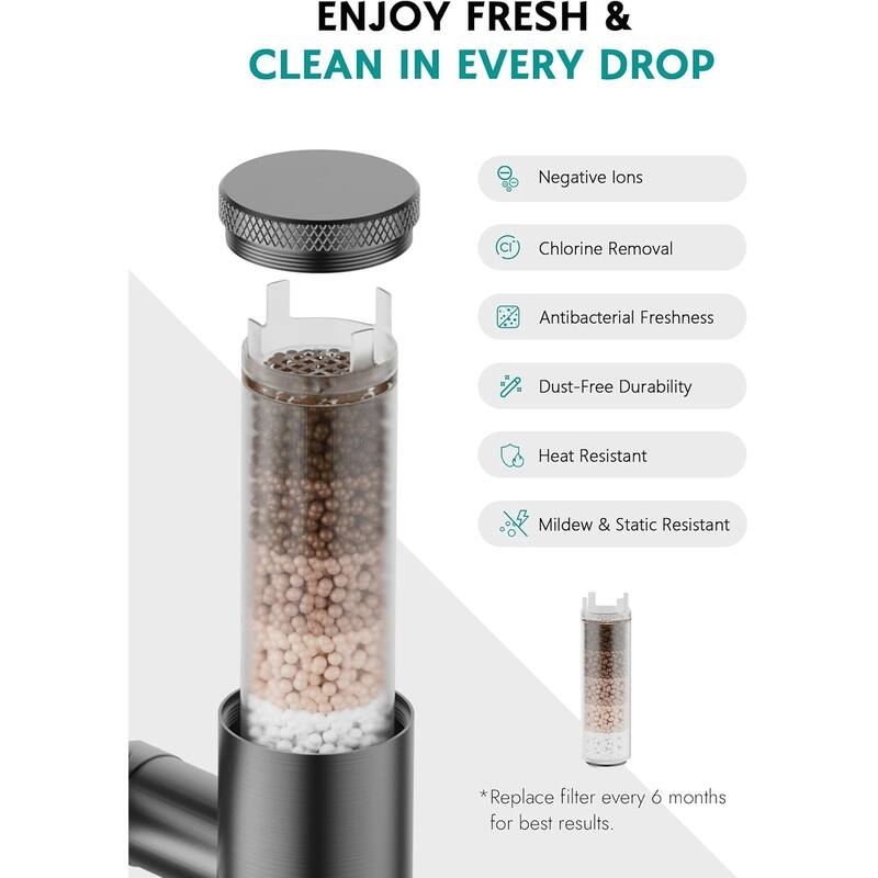 Lefton Rotatable Single Hole Bathroom Sink Faucet with Built-in Filter, Temperature Display in Fahrenheit, 2 Water Modes