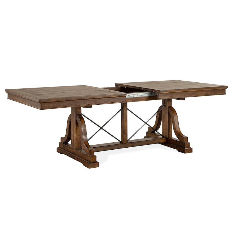 Magnussen Home Bay Creek Toasted Nutmeg Extendable Trestle Dining Table - 38''W x 72''D x 30''H