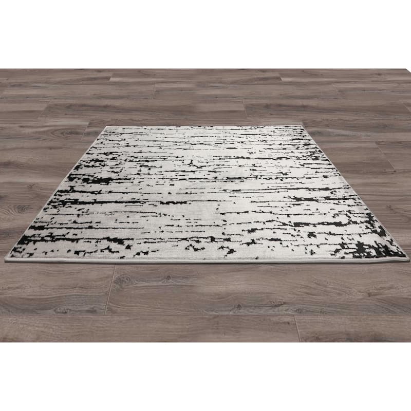 Gray Polypropylene Lisette Modern Oriental Area Rug