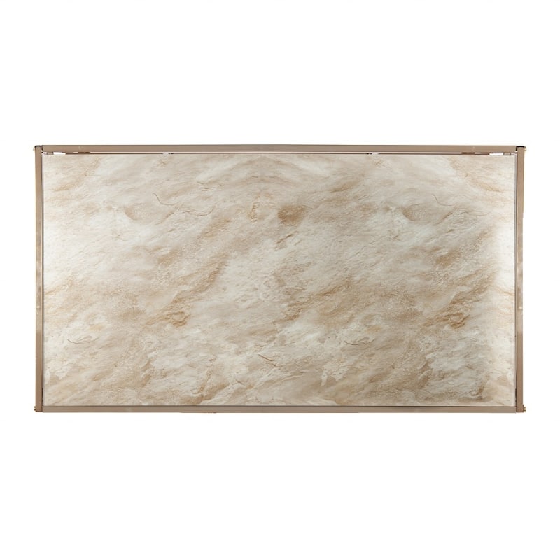 44" Rectangular Faux Marble Coffee Table with Champagne Metal Legs for Modern Living Room Furniture - 43.75”L x 24”W x 18”H