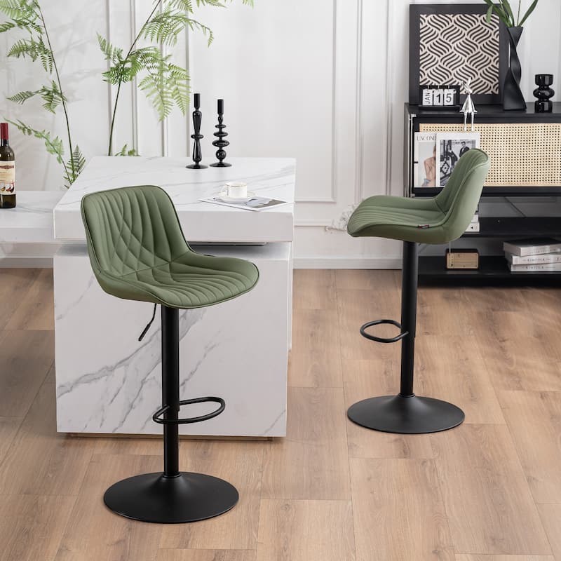 Adjustable Bar Stools Set of 2, Faux Leather Swivel Bar Chairs
