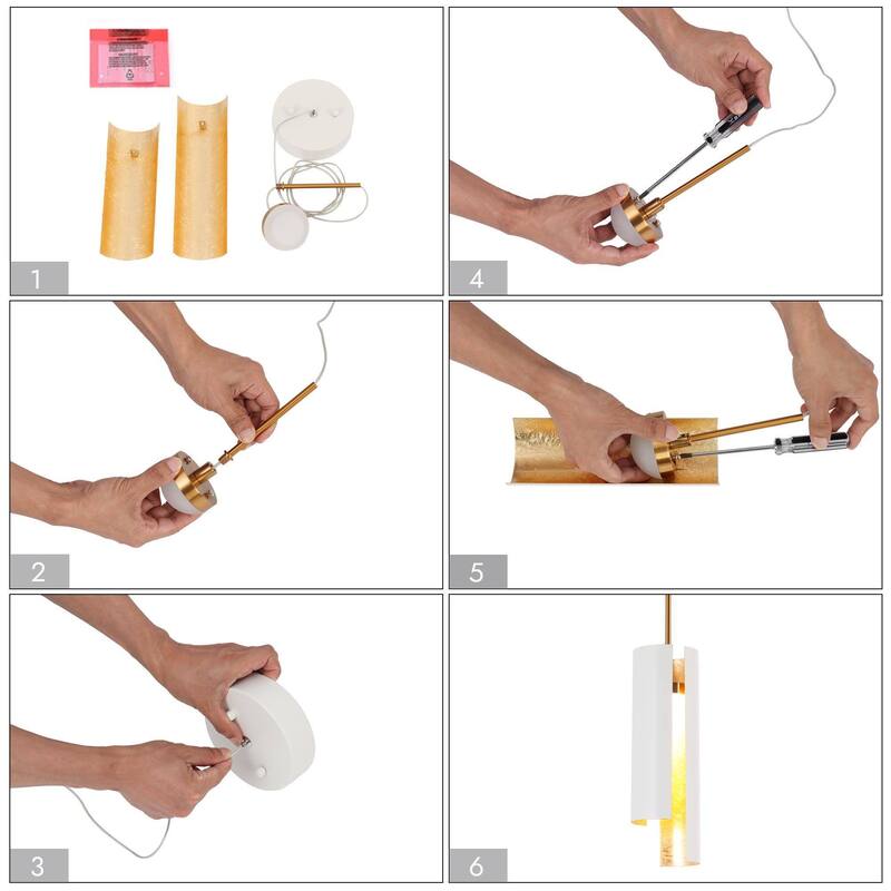 Black White 1-Light Modern Brass Gold LED Pendant Light Fixture for Kitchen Island - 3 x 3 x 14.3