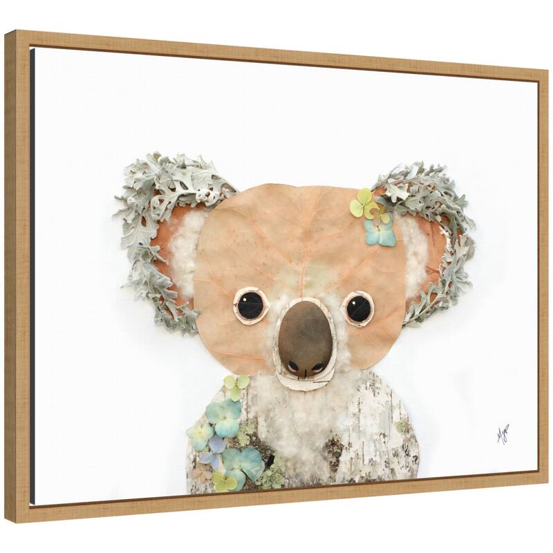 Kate and Laurel Koala by Madeline Jeppesen Framed Canvas Wall Art Print - 18x24 - Natural