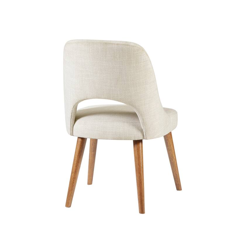 Roomfitters Mid-Century Modern Dining Side Chairs, Upholstered Set of 2 with Solid Wood Legs and Back Cut-Out